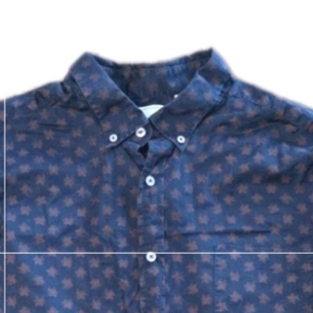 ROWM Men's Button Up Shirt Size 2xb Navy Red Printed Preppy Business Going Out